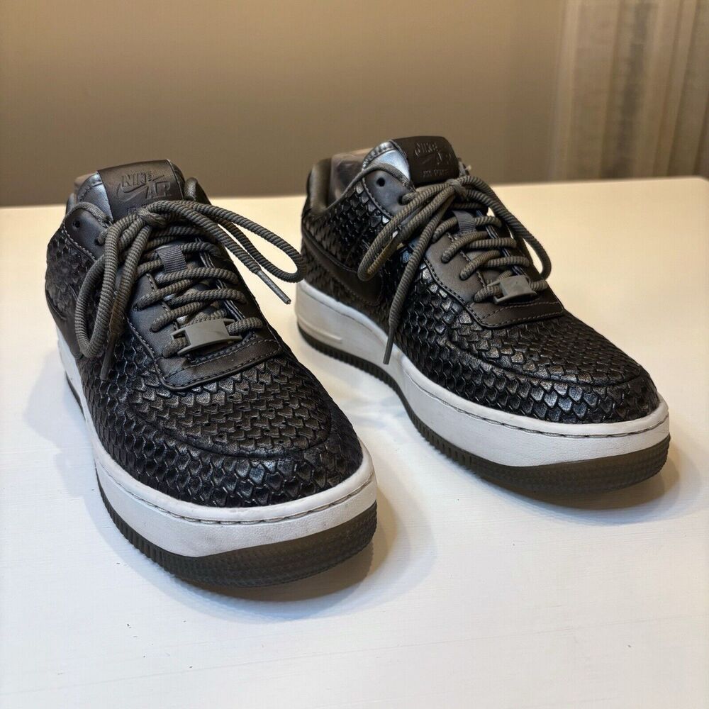 Nike Women's AF1 Air Force 1 Upstep Metallic Silver Snake Skin 917590-003 Size 8